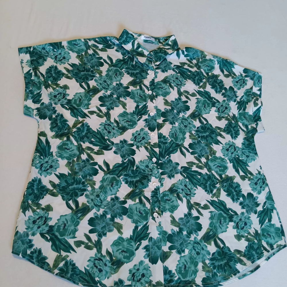 Zeagoo Sz XXL Green Floral Tropical Lightweight Button Down Casual Summer Shirt